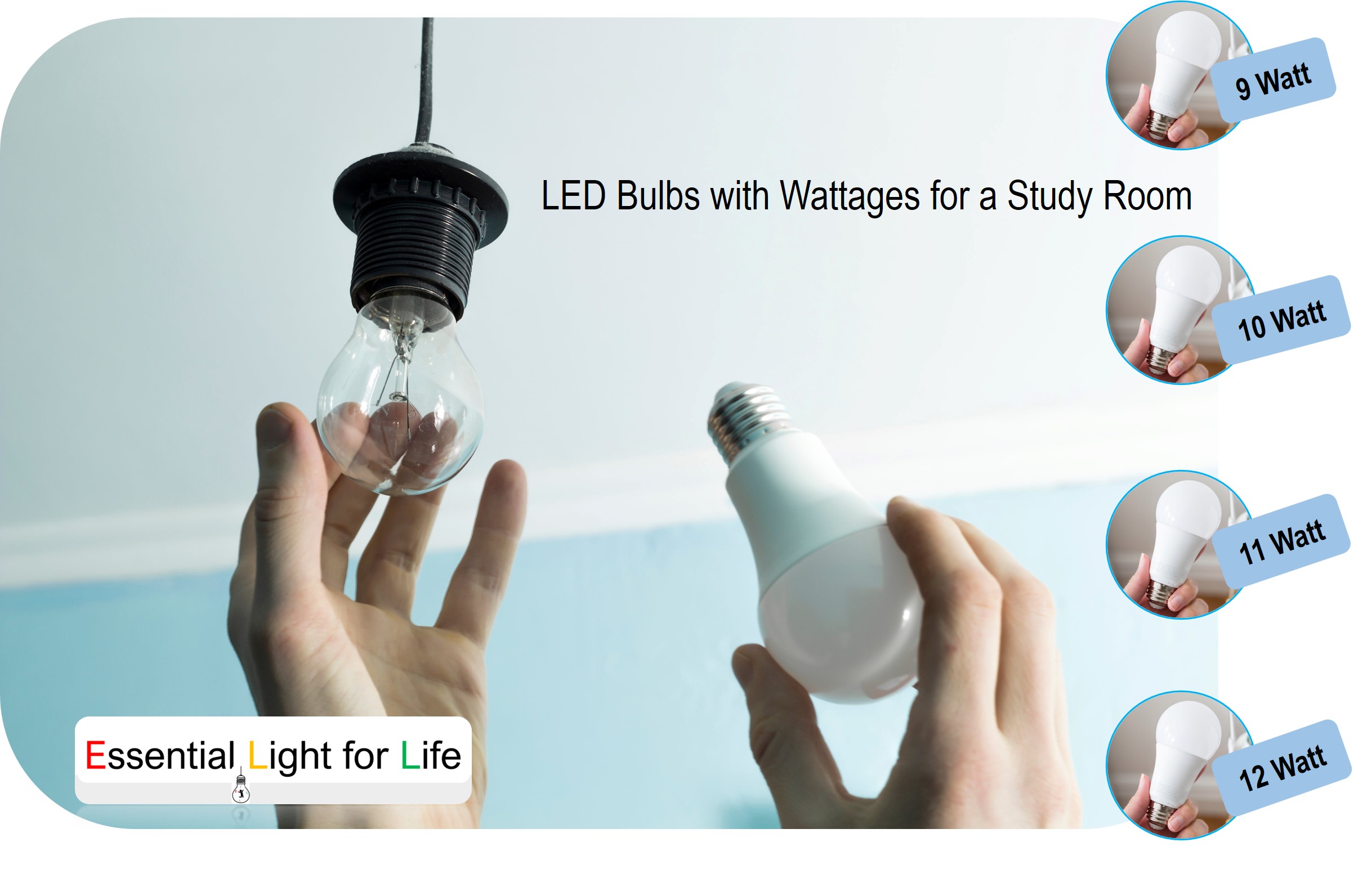 LED Bulbs Wattages Study Room